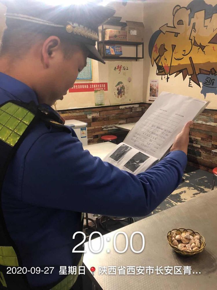 长安城管执法韦曲中队开展辖区12家餐饮单位日常检查