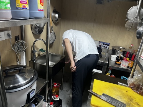 蒋村街道铺开展沿街餐饮店排污排水专项检查行动
